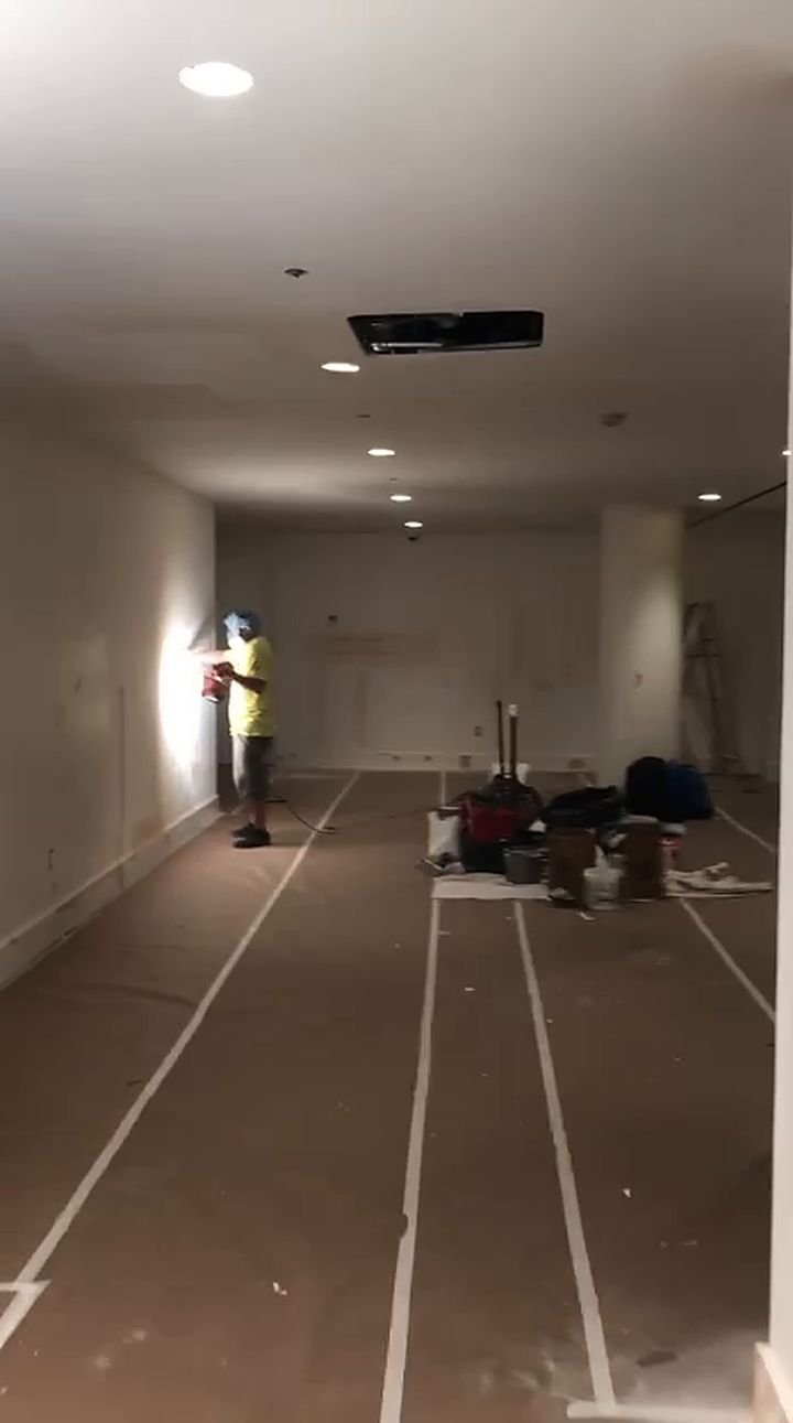 Commercial corridor being painted