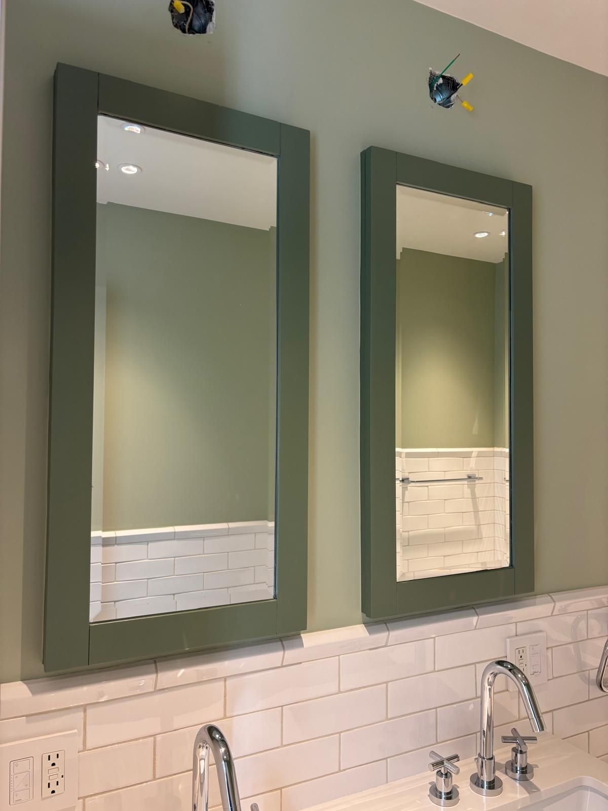 Painted mirror frames in a custom green